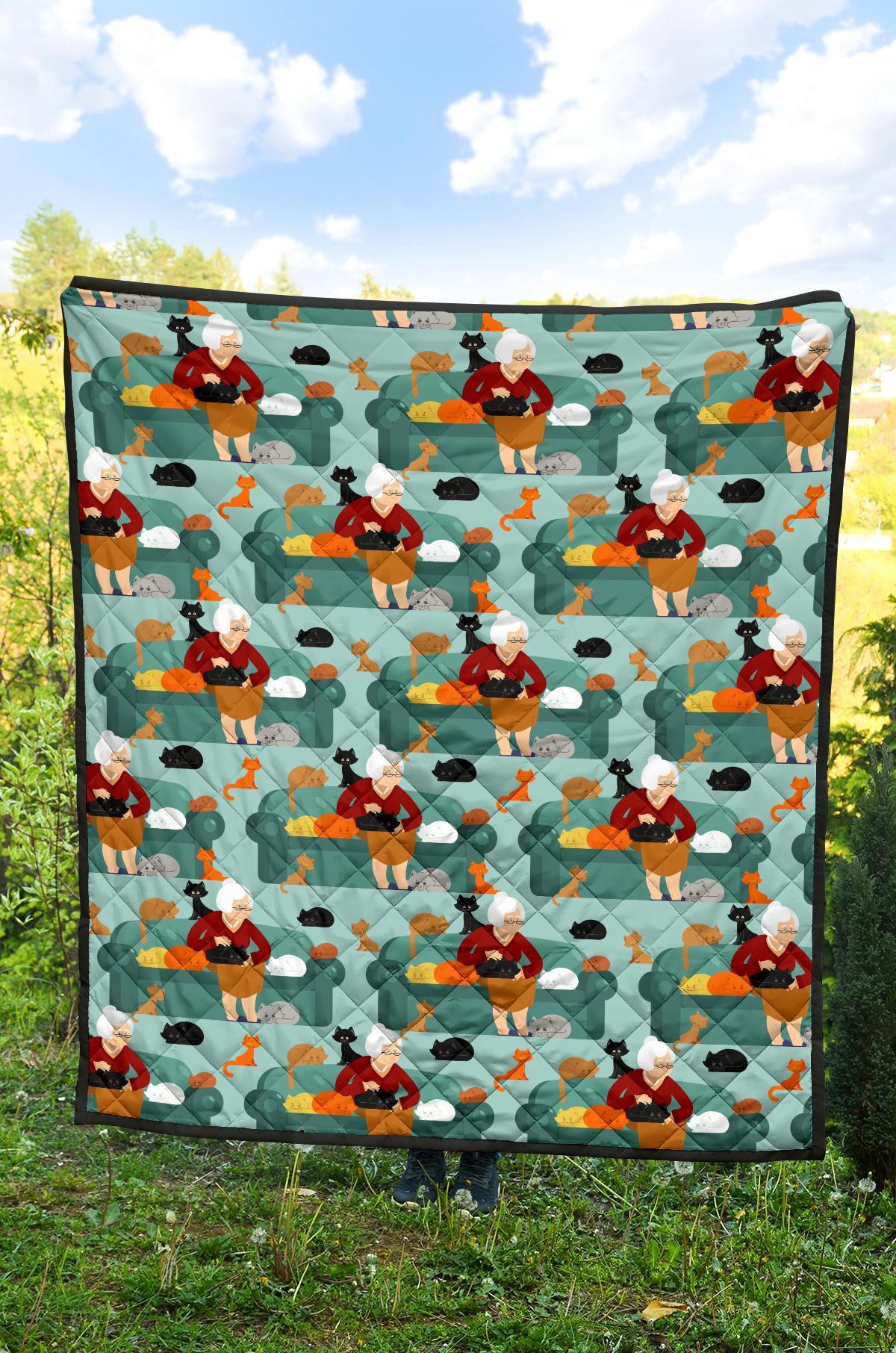 Grandma Nana Pattern Print Quilt-grizzshop