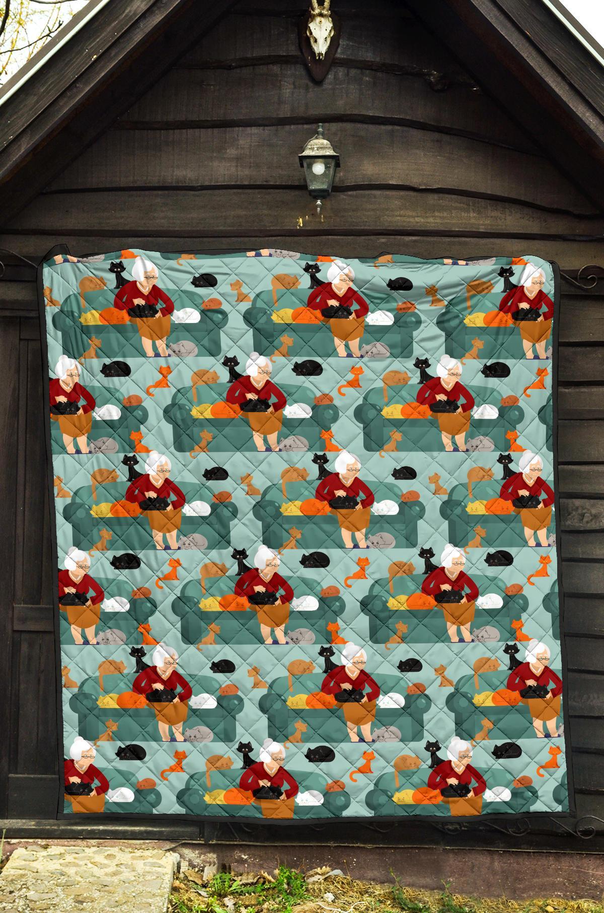 Grandma Nana Pattern Print Quilt-grizzshop