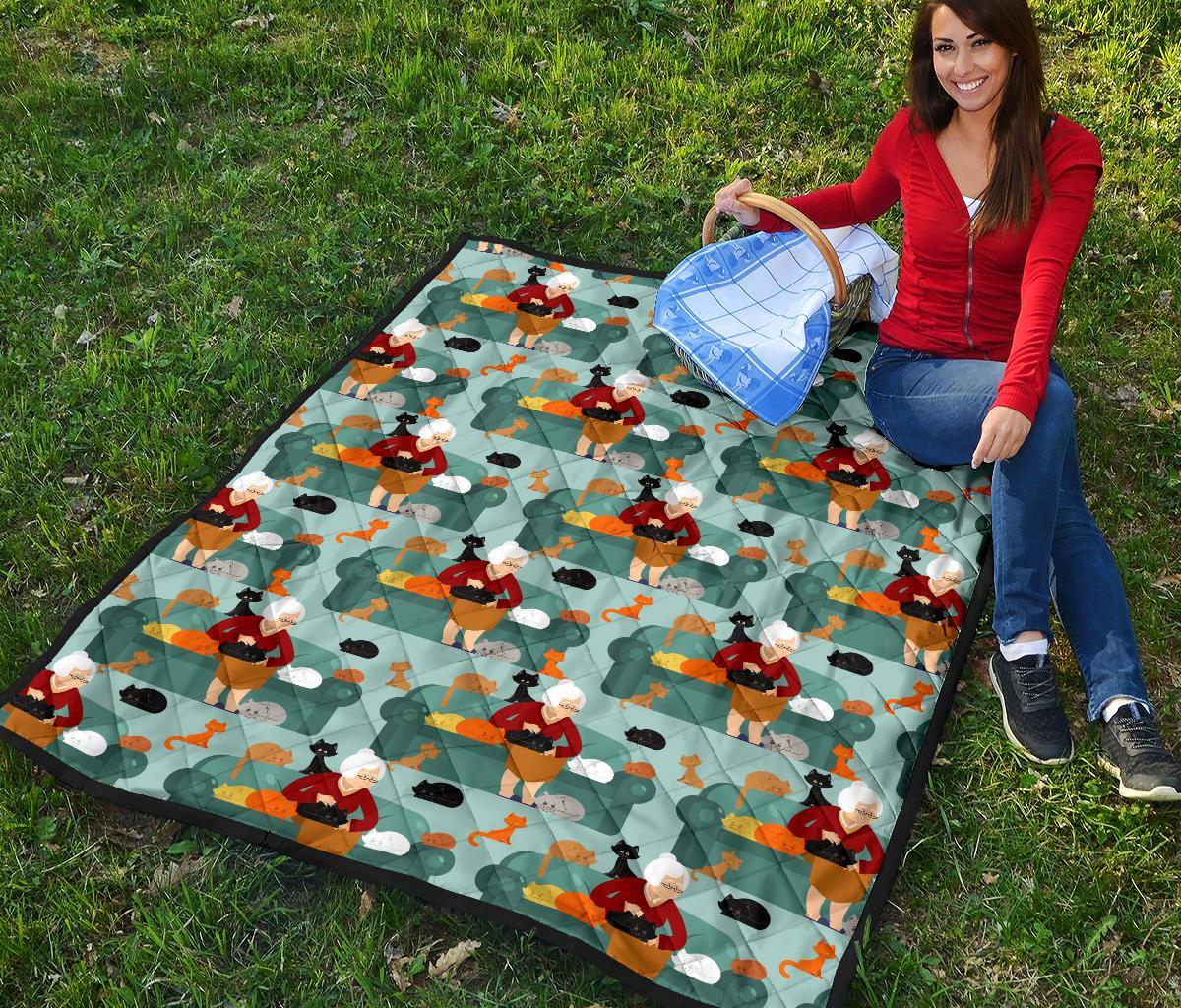 Grandma Nana Pattern Print Quilt-grizzshop
