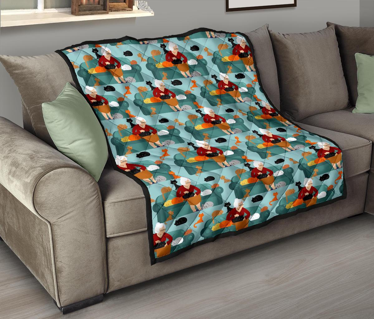 Grandma Nana Pattern Print Quilt-grizzshop