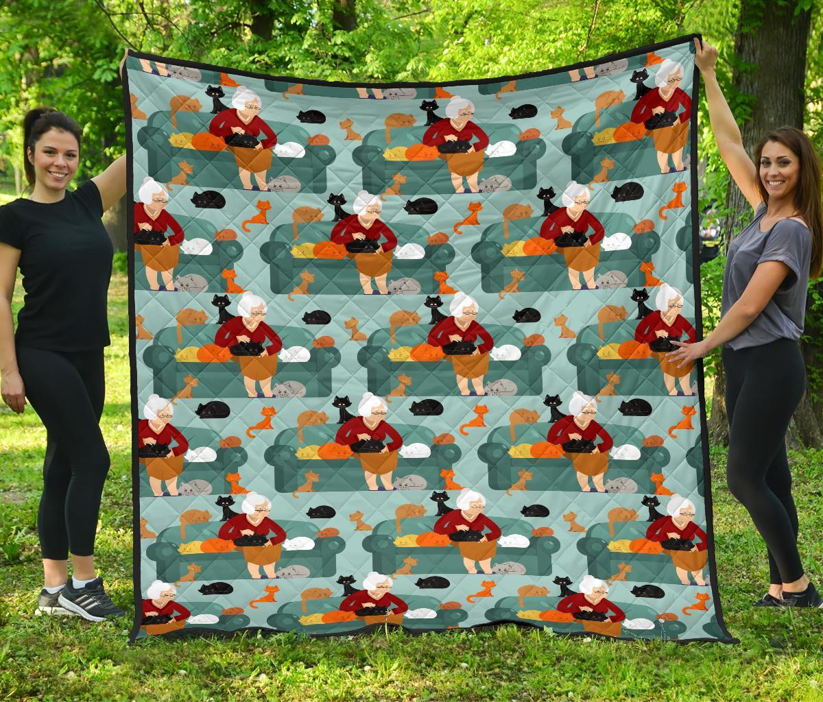 Grandma Nana Pattern Print Quilt-grizzshop