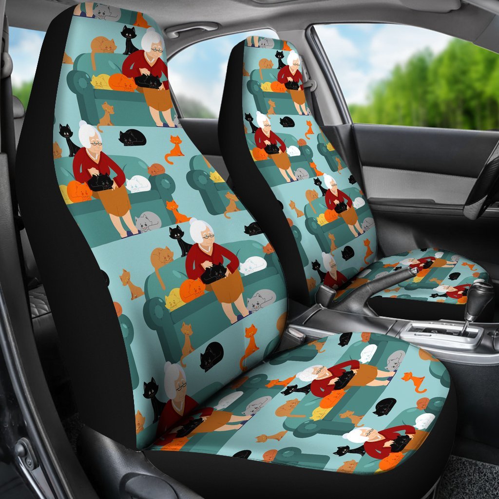 Grandma Nana Pattern Print Universal Fit Car Seat Covers-grizzshop