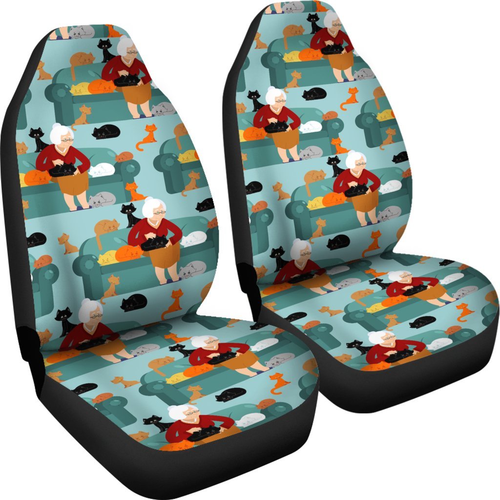 Grandma Nana Pattern Print Universal Fit Car Seat Covers-grizzshop