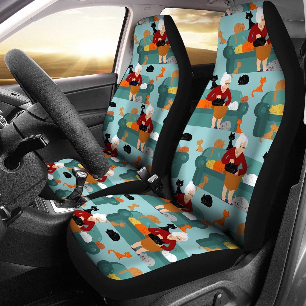 Grandma Nana Pattern Print Universal Fit Car Seat Covers-grizzshop