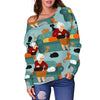 Grandma Nana Pattern Print Women Off Shoulder Sweatshirt-grizzshop