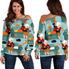 Grandma Nana Pattern Print Women Off Shoulder Sweatshirt-grizzshop