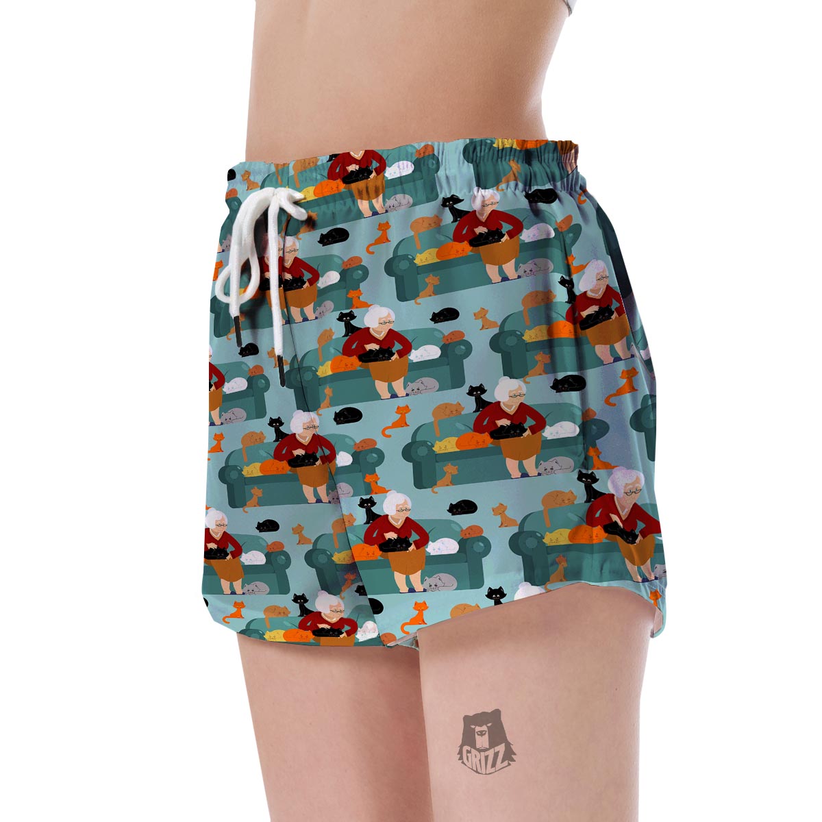 Grandma Nana Pattern Print Women's Shorts-grizzshop