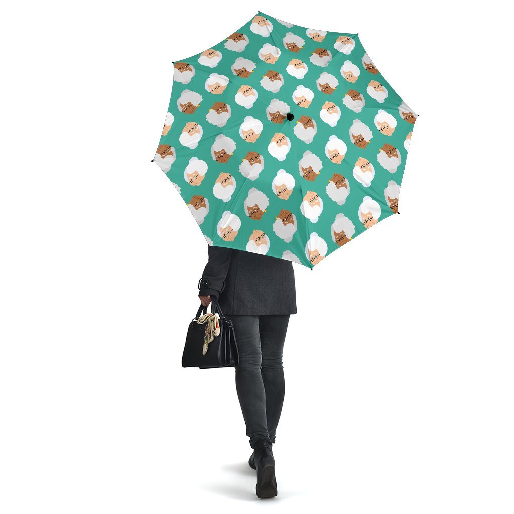 Grandma Nana Print Pattern Automatic Foldable Umbrella-grizzshop
