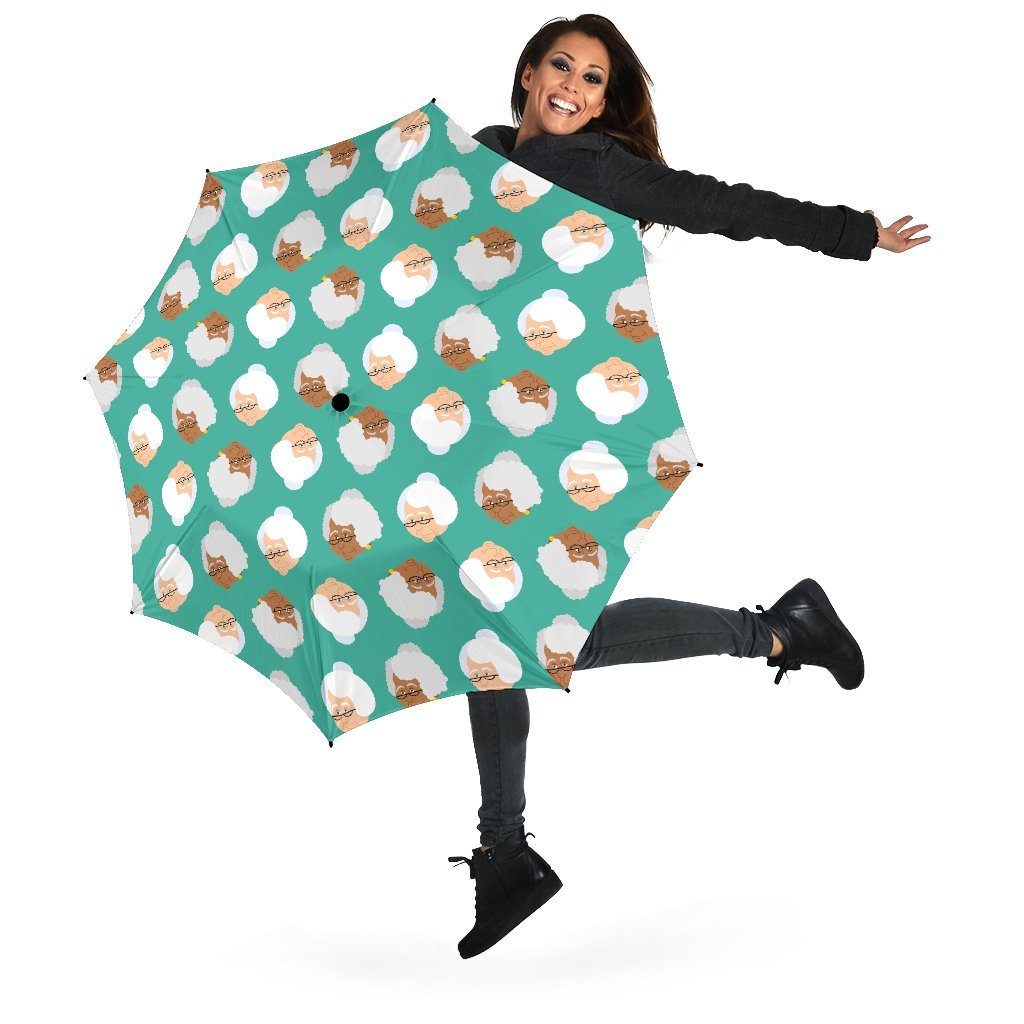 Grandma Nana Print Pattern Automatic Foldable Umbrella-grizzshop