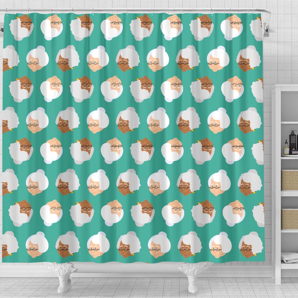 Grandma Nana Print Pattern Bathroom Shower Curtain-grizzshop