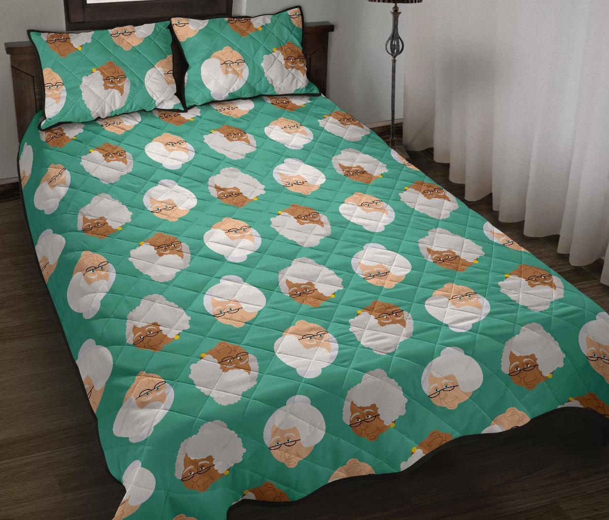 Grandma Nana Print Pattern Bed Set Quilt-grizzshop