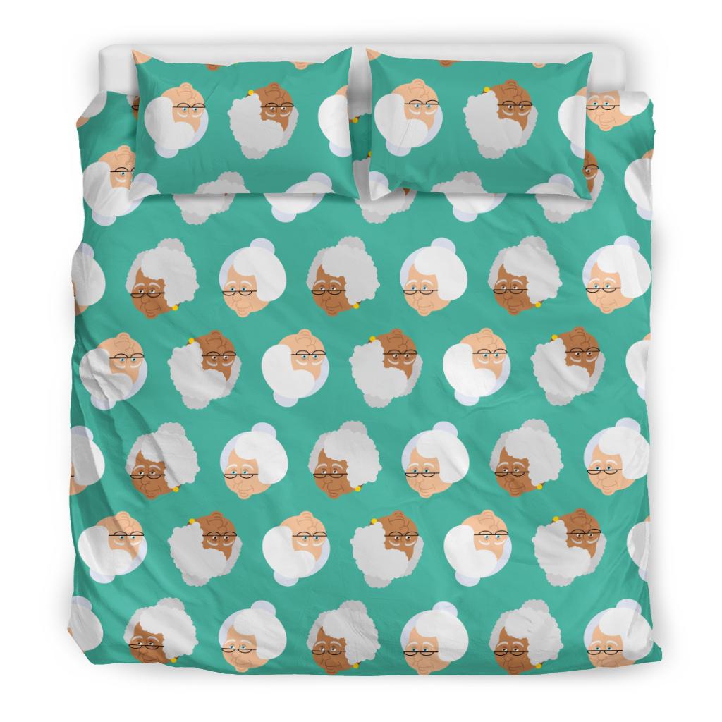 Grandma Nana Print Pattern Duvet Cover Bedding Set-grizzshop