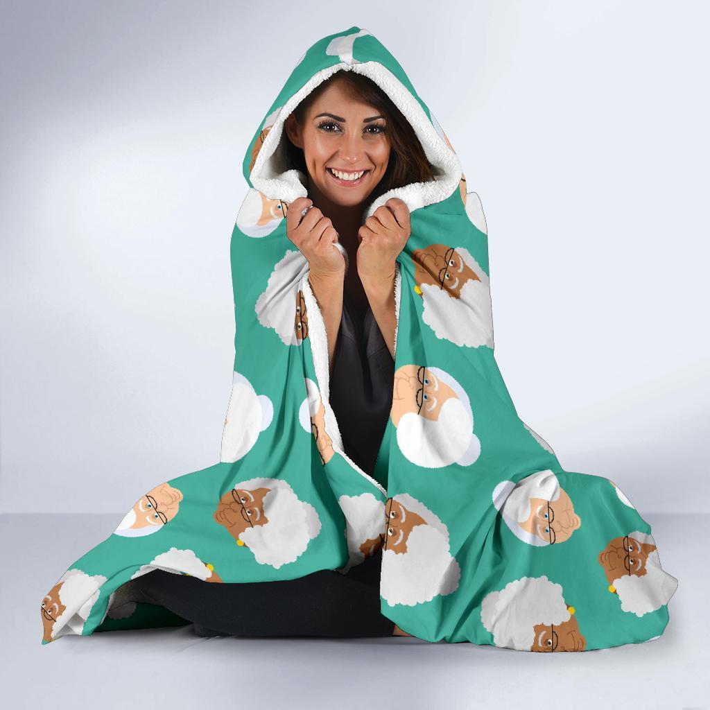 Grandma Nana Print Pattern Hooded Blanket-grizzshop