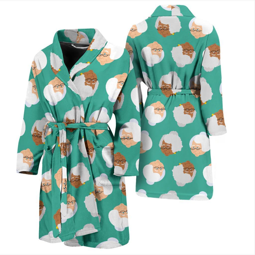 Grandma Nana Print Pattern Men Long Robe-grizzshop