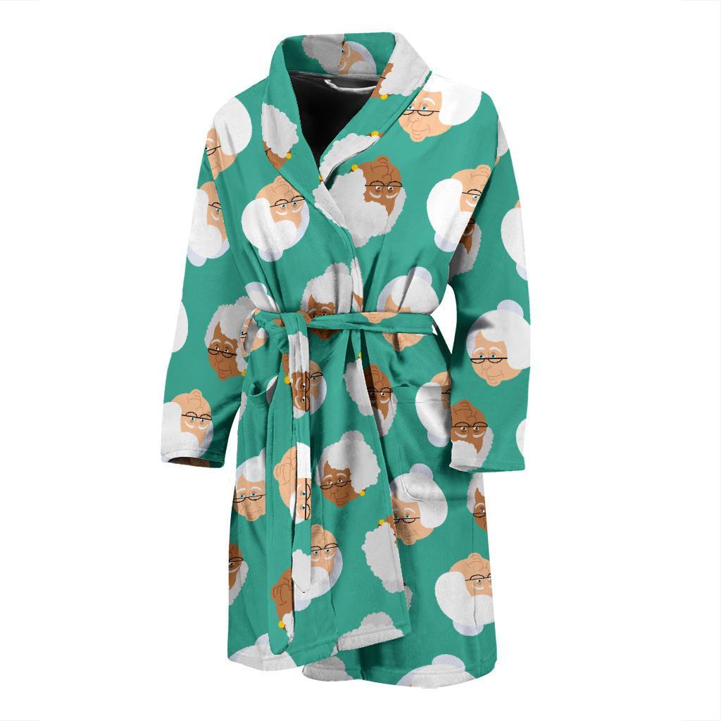 Grandma Nana Print Pattern Men Long Robe-grizzshop