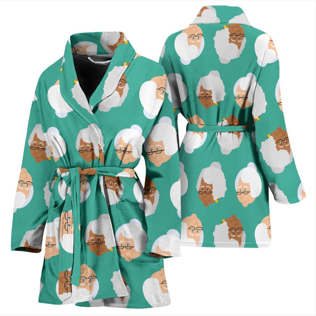 Grandma Nana Print Pattern Women Long Robe-grizzshop