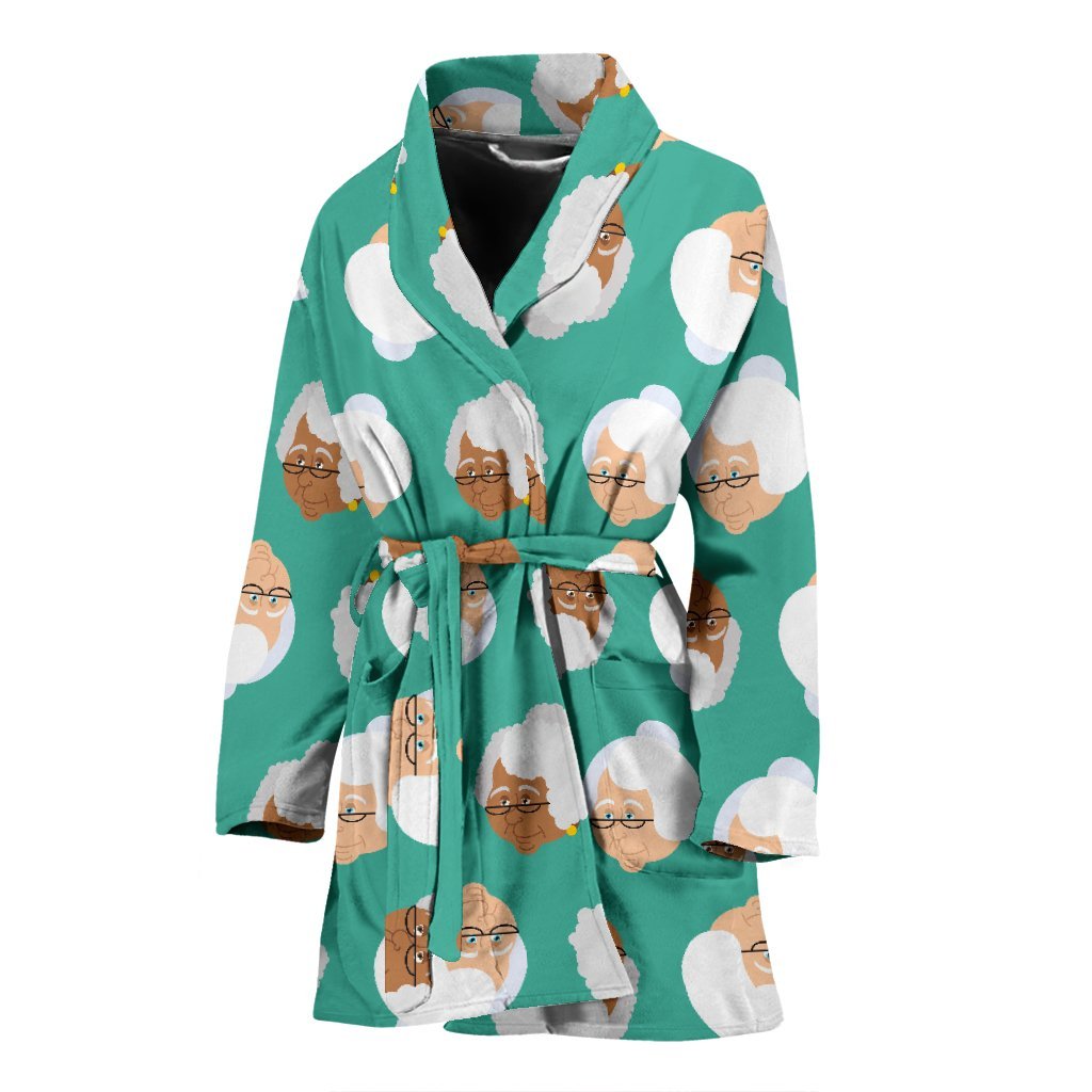 Grandma Nana Print Pattern Women Long Robe-grizzshop