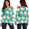 Grandma Nana Print Pattern Women Off Shoulder Sweatshirt-grizzshop