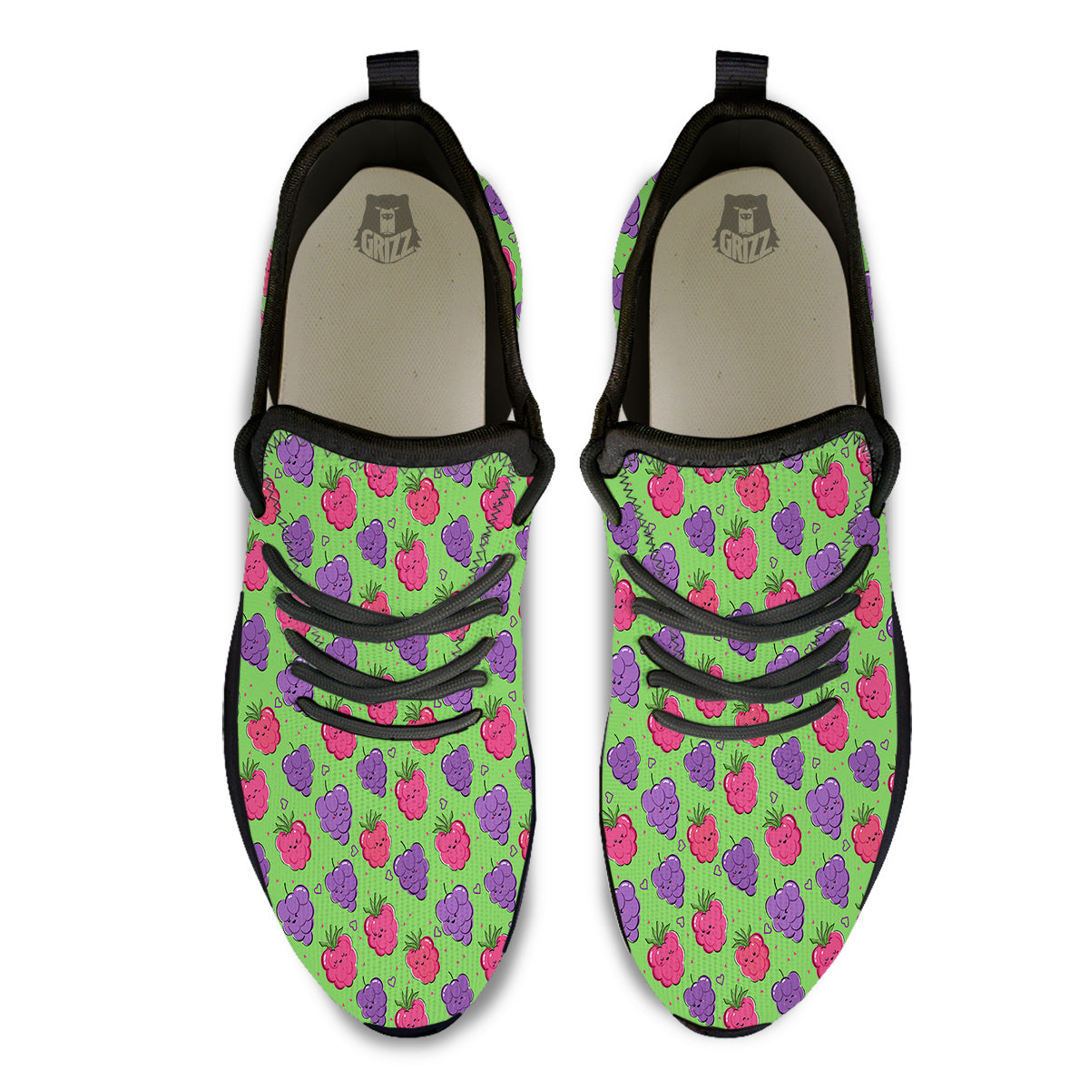 Grape Cute Print Pattern Black Athletic Shoes-grizzshop