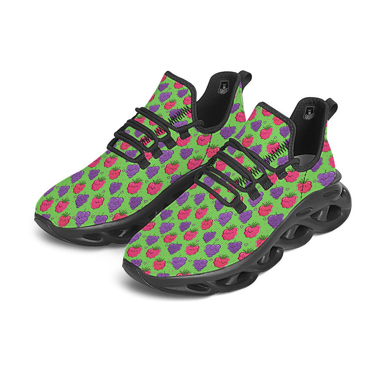 Grape Cute Print Pattern Black Running Shoes-grizzshop