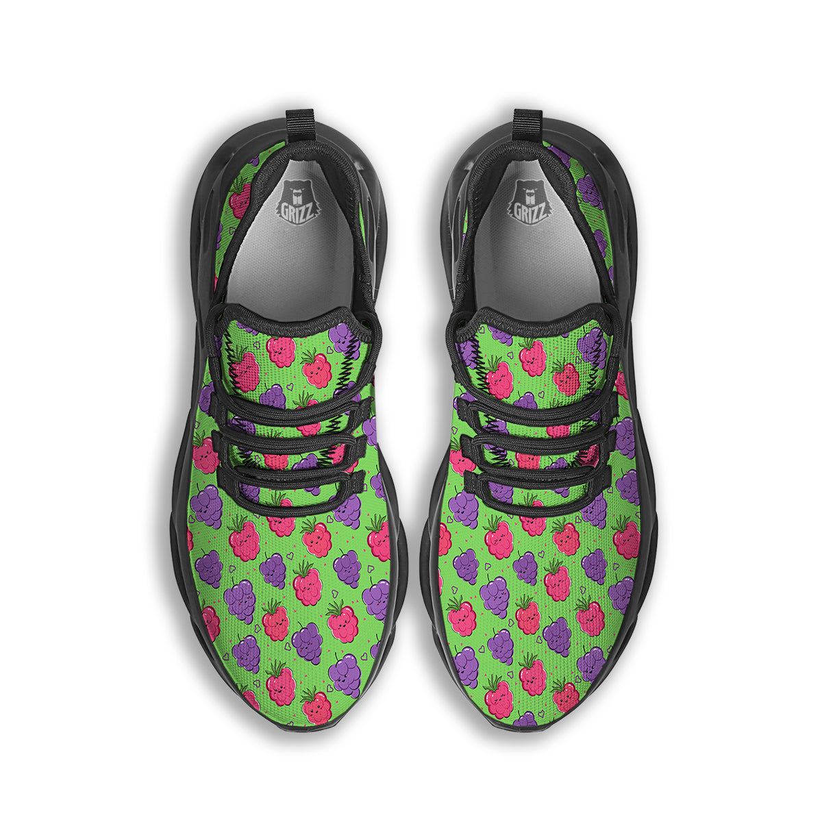 Grape Cute Print Pattern Black Running Shoes-grizzshop
