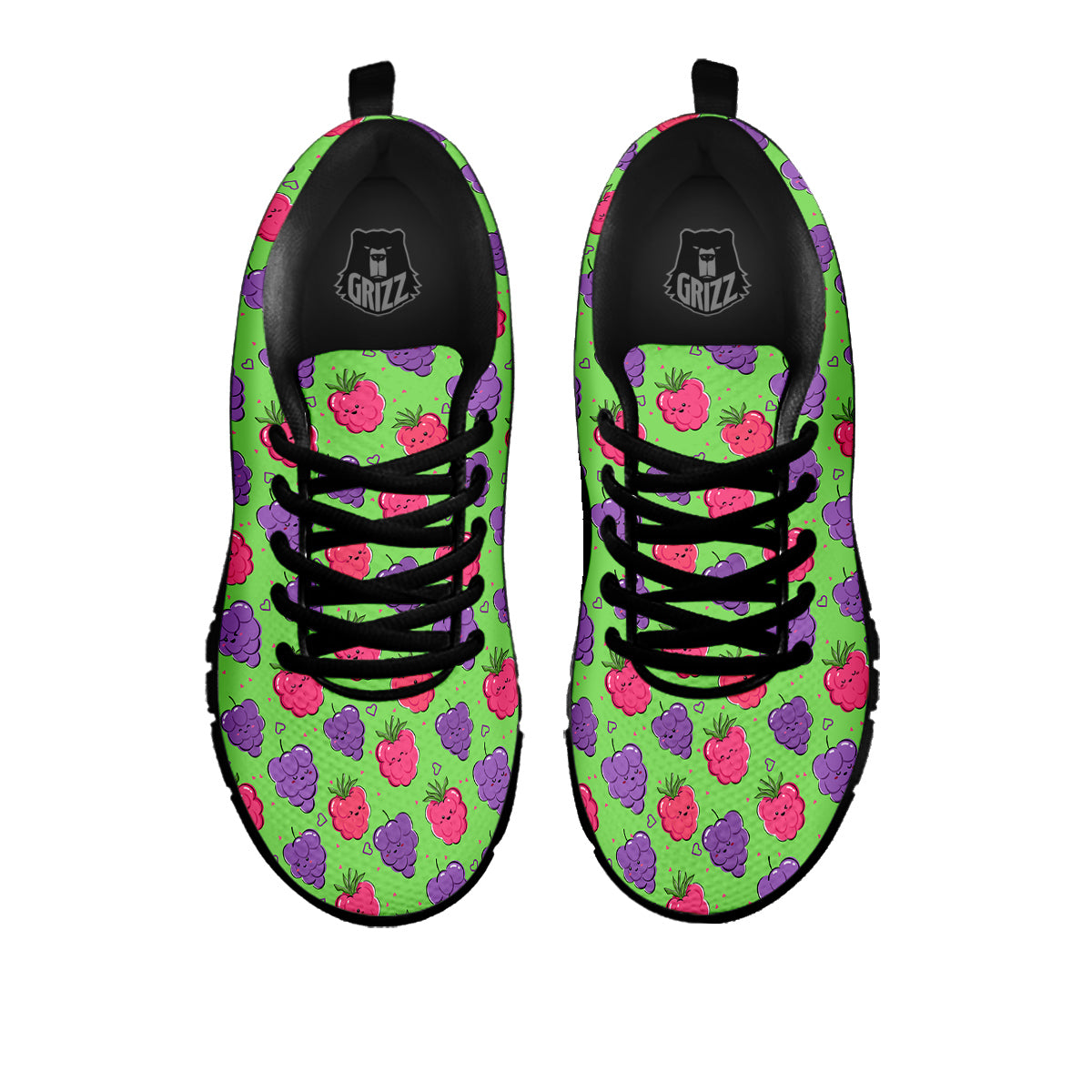 Grape Cute Print Pattern Black Sneaker-grizzshop