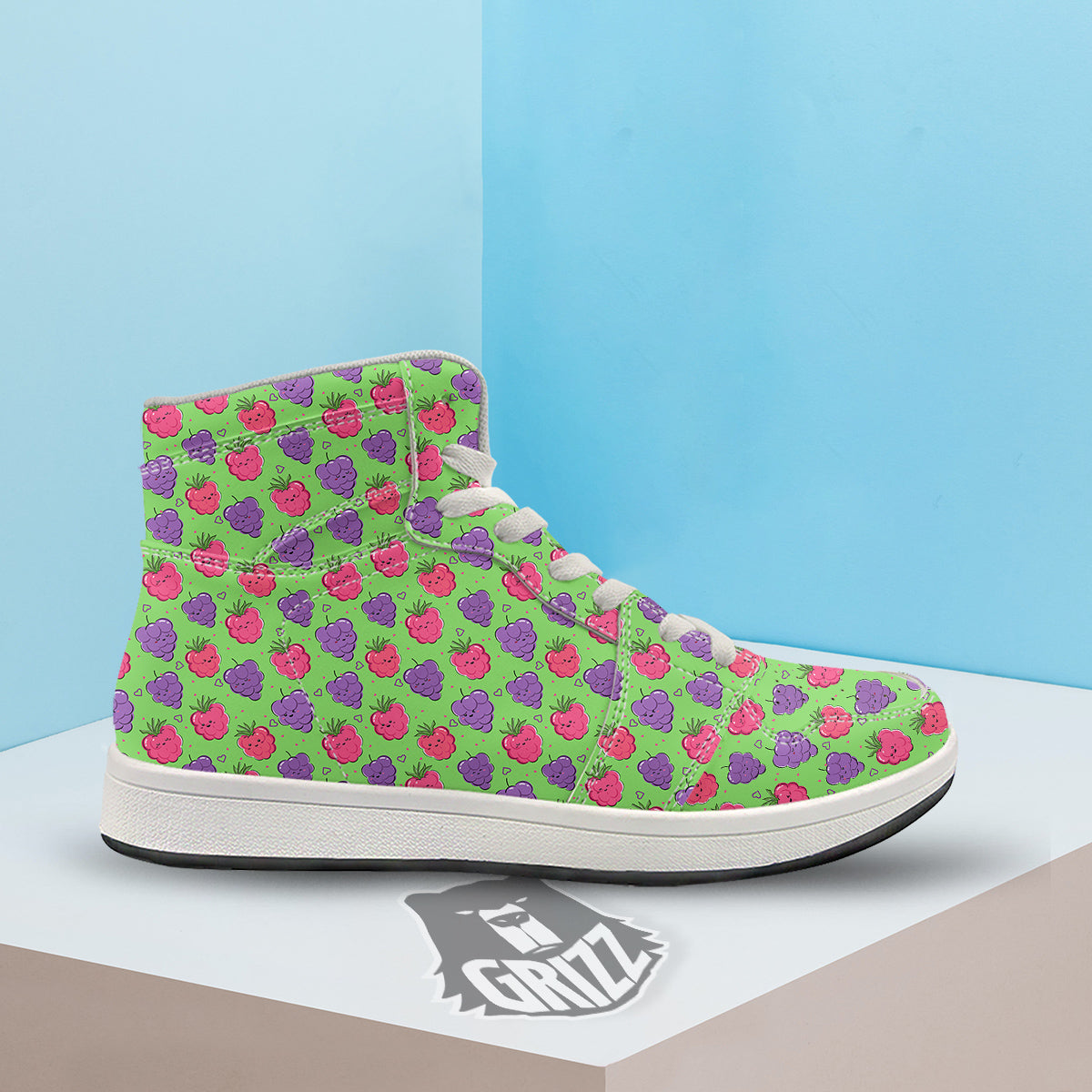 Grape Cute Print Pattern High Top Sneakers-grizzshop