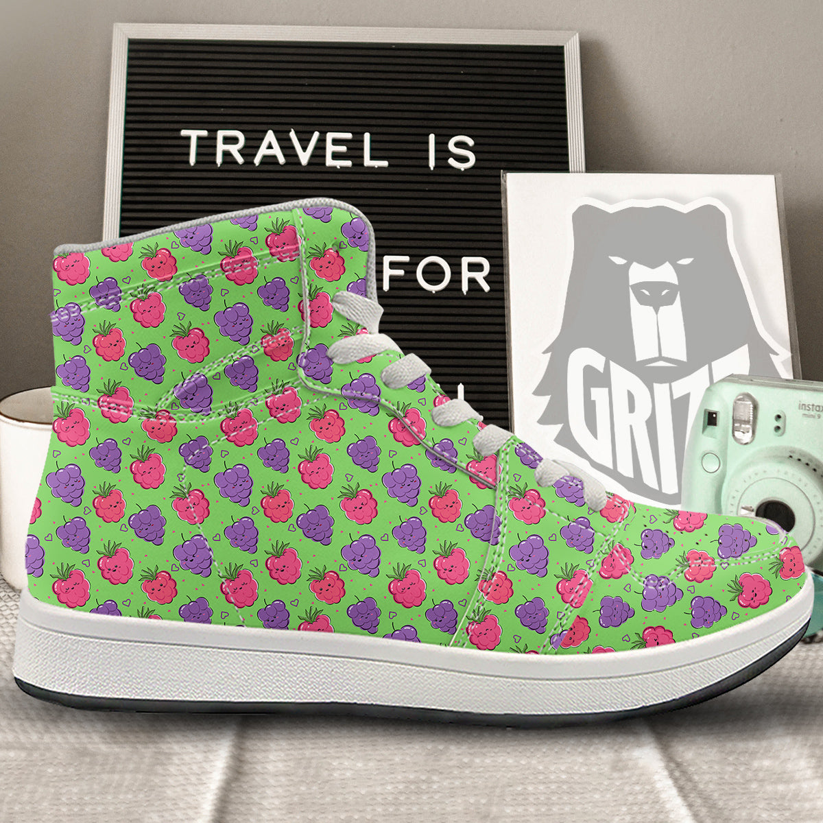 Grape Cute Print Pattern High Top Sneakers-grizzshop