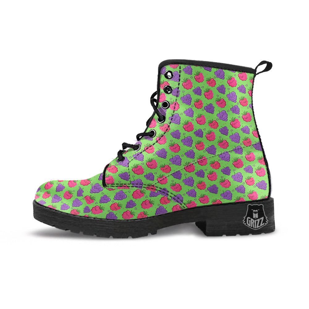 Grape Cute Print Pattern Leather Boots-grizzshop