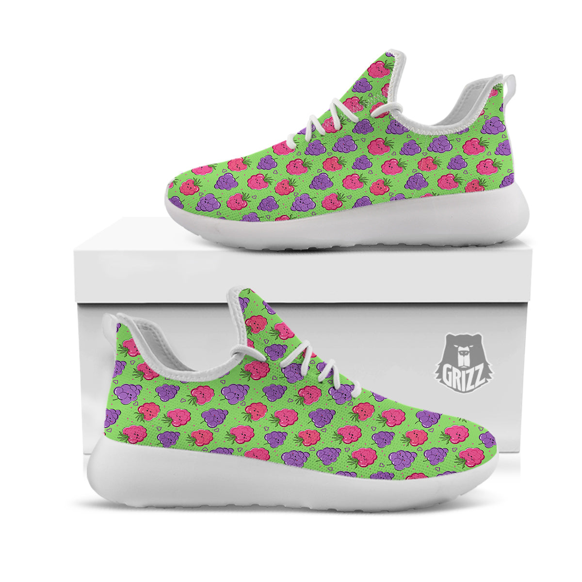 Grape Cute Print Pattern White Athletic Shoes-grizzshop