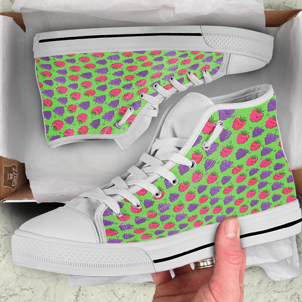 Grape Cute Print Pattern White High Top Shoes-grizzshop