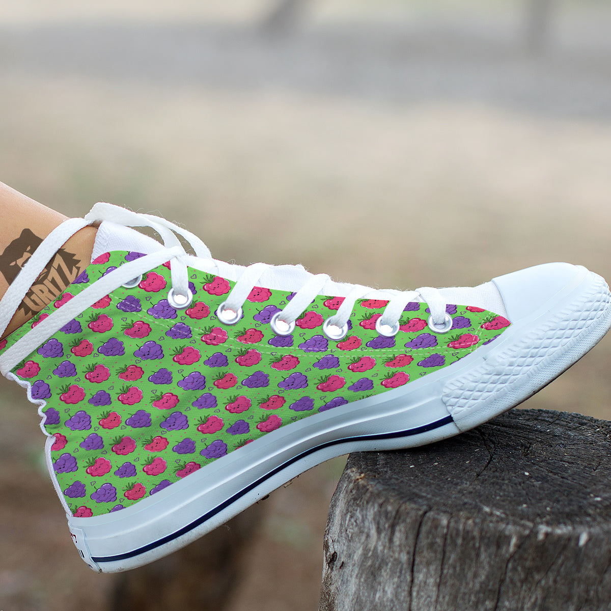 Grape Cute Print Pattern White High Top Shoes-grizzshop