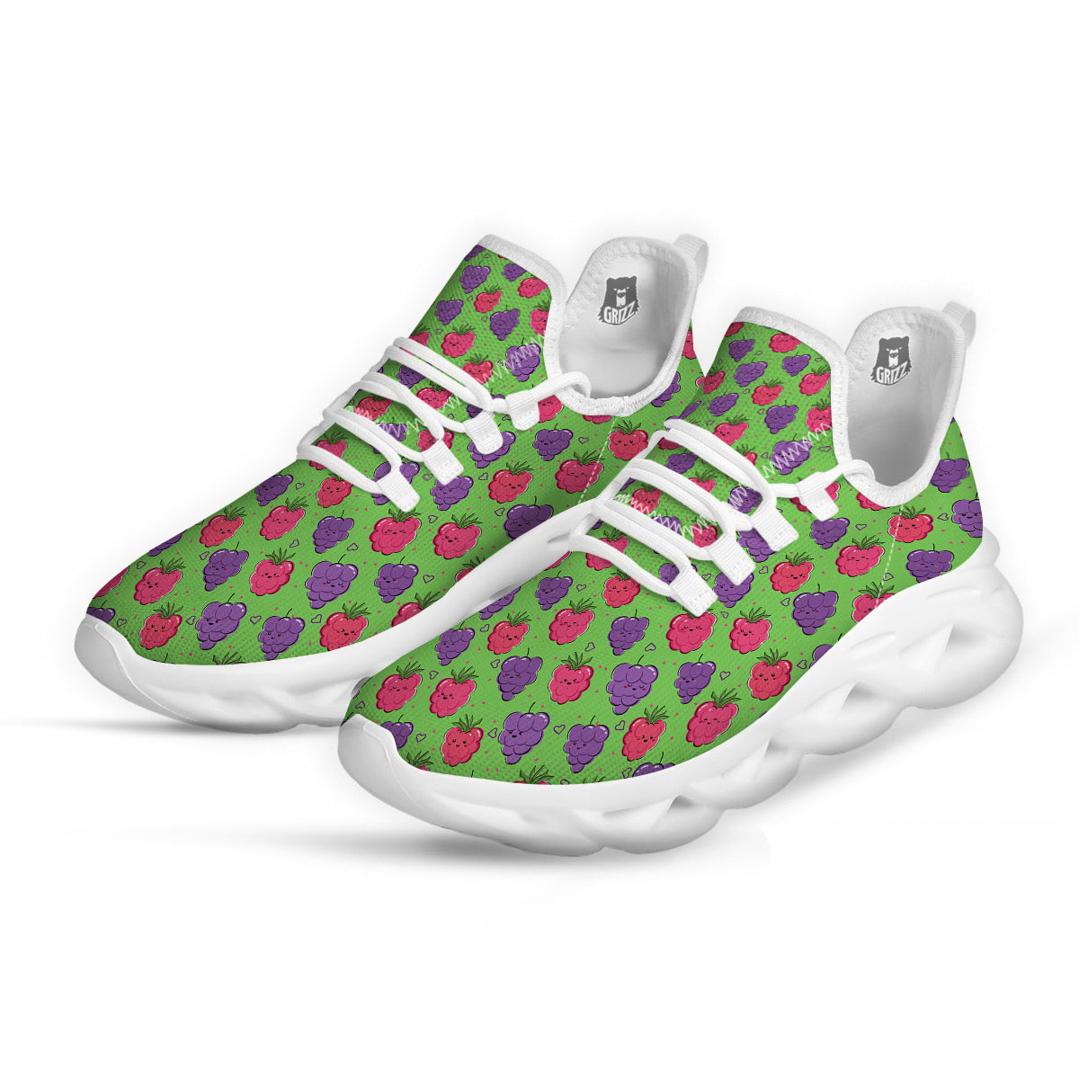 Grape Cute Print Pattern White Running Shoes-grizzshop