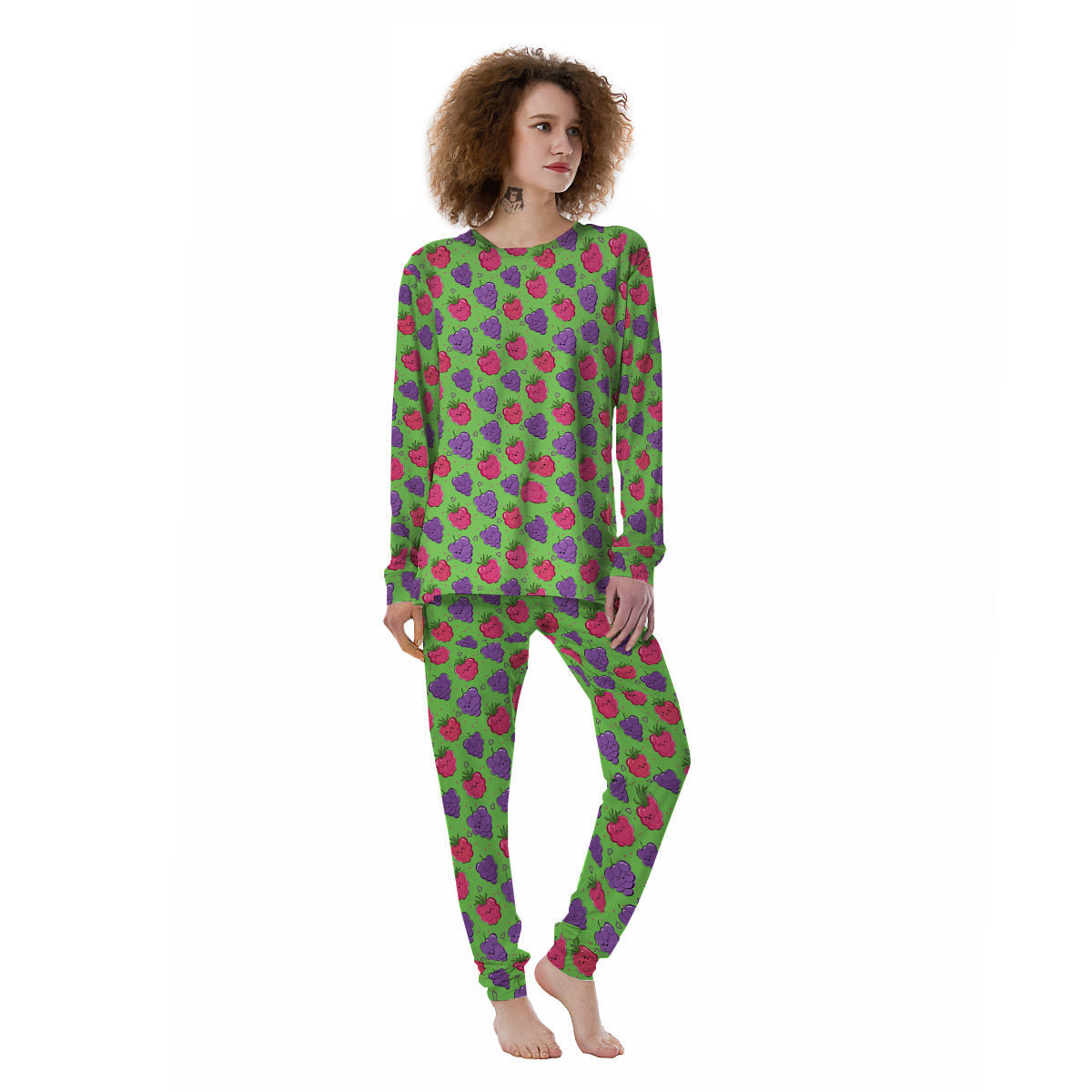 Grape Cute Print Pattern Women's Pajamas-grizzshop