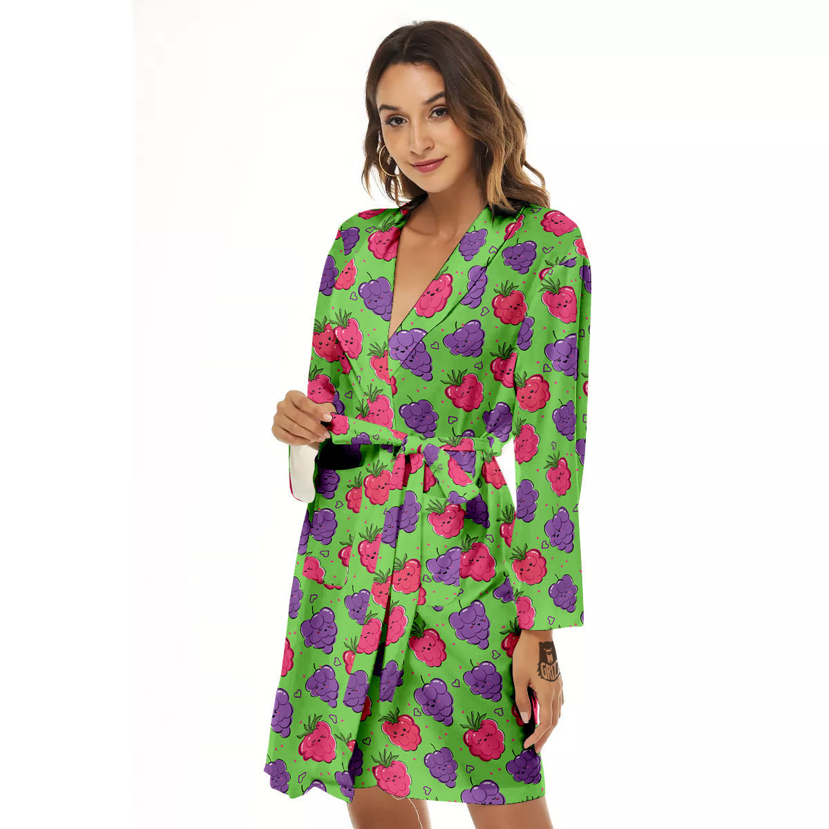 Grape Cute Print Pattern Women's Robe-grizzshop
