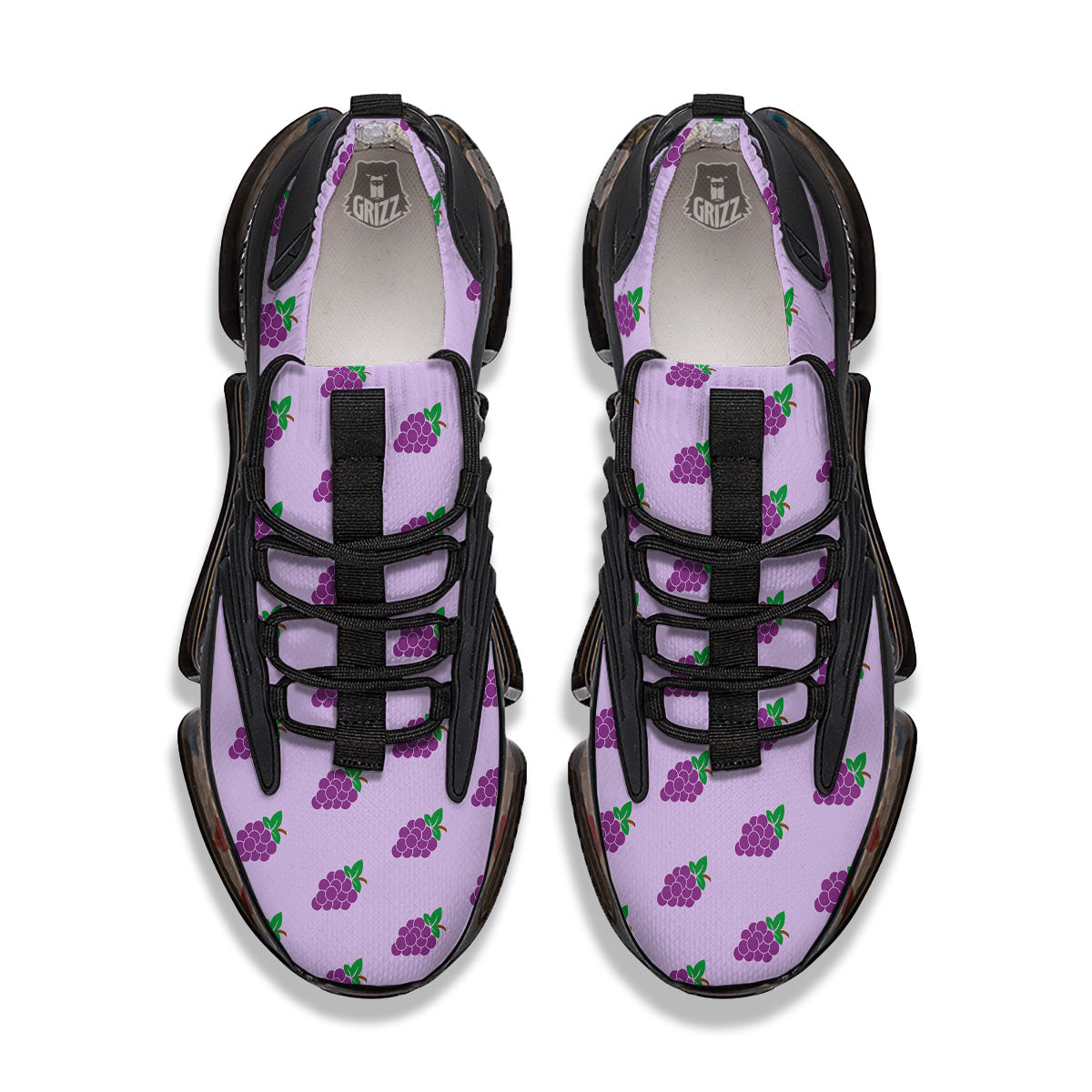 Grape Purple Print Pattern Black Gym Shoes-grizzshop