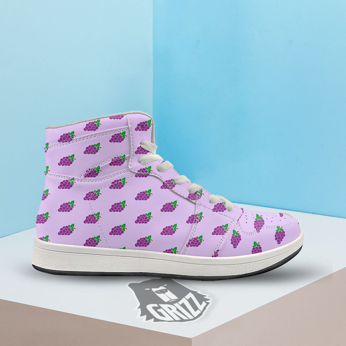 Grape Purple Print Pattern High Top Sneakers-grizzshop
