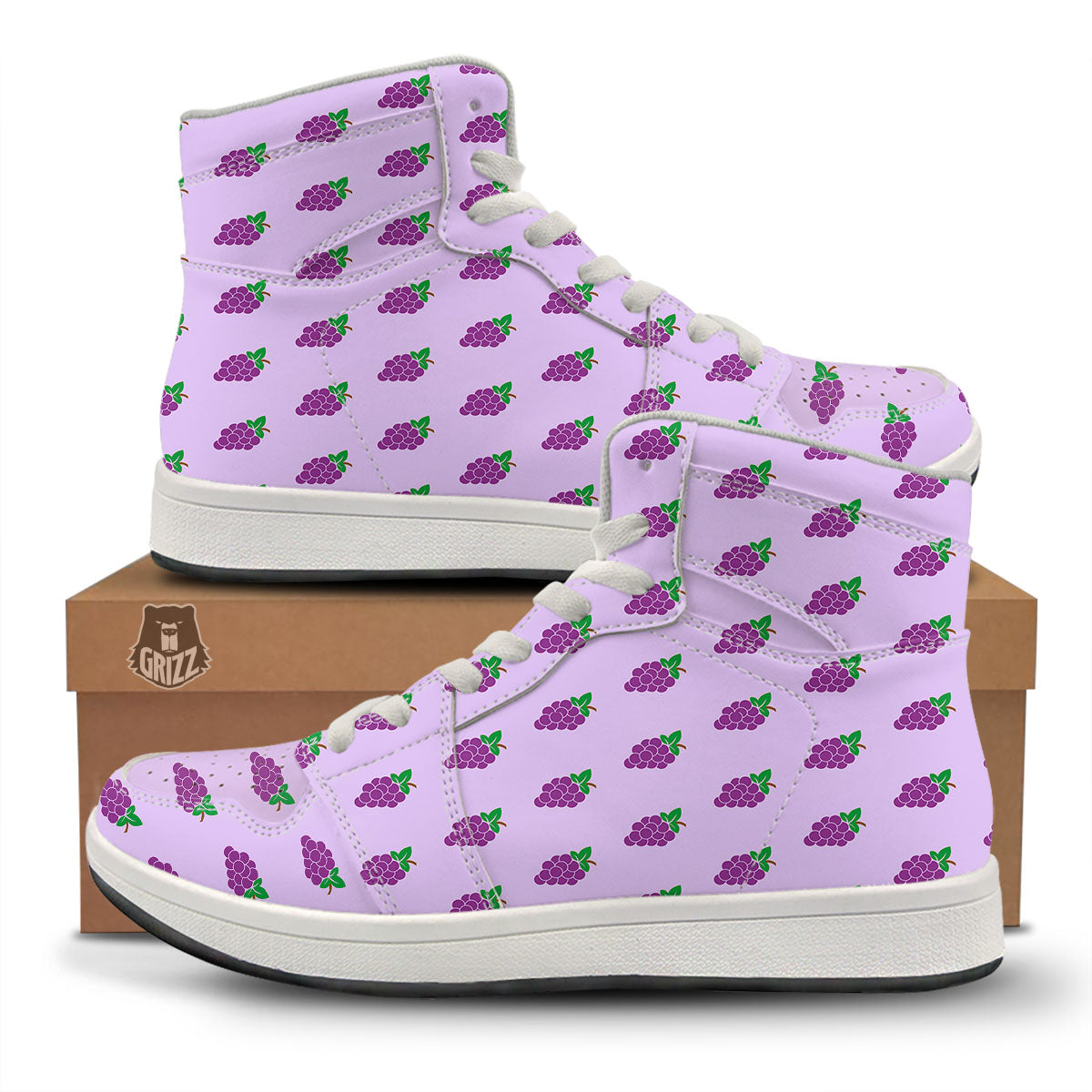 Grape Purple Print Pattern High Top Sneakers-grizzshop