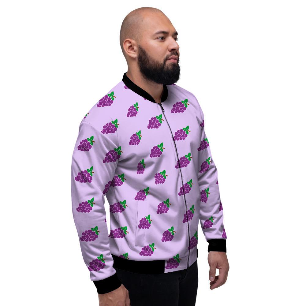 Grape Purple Print Pattern Men's Bomber Jacket-grizzshop