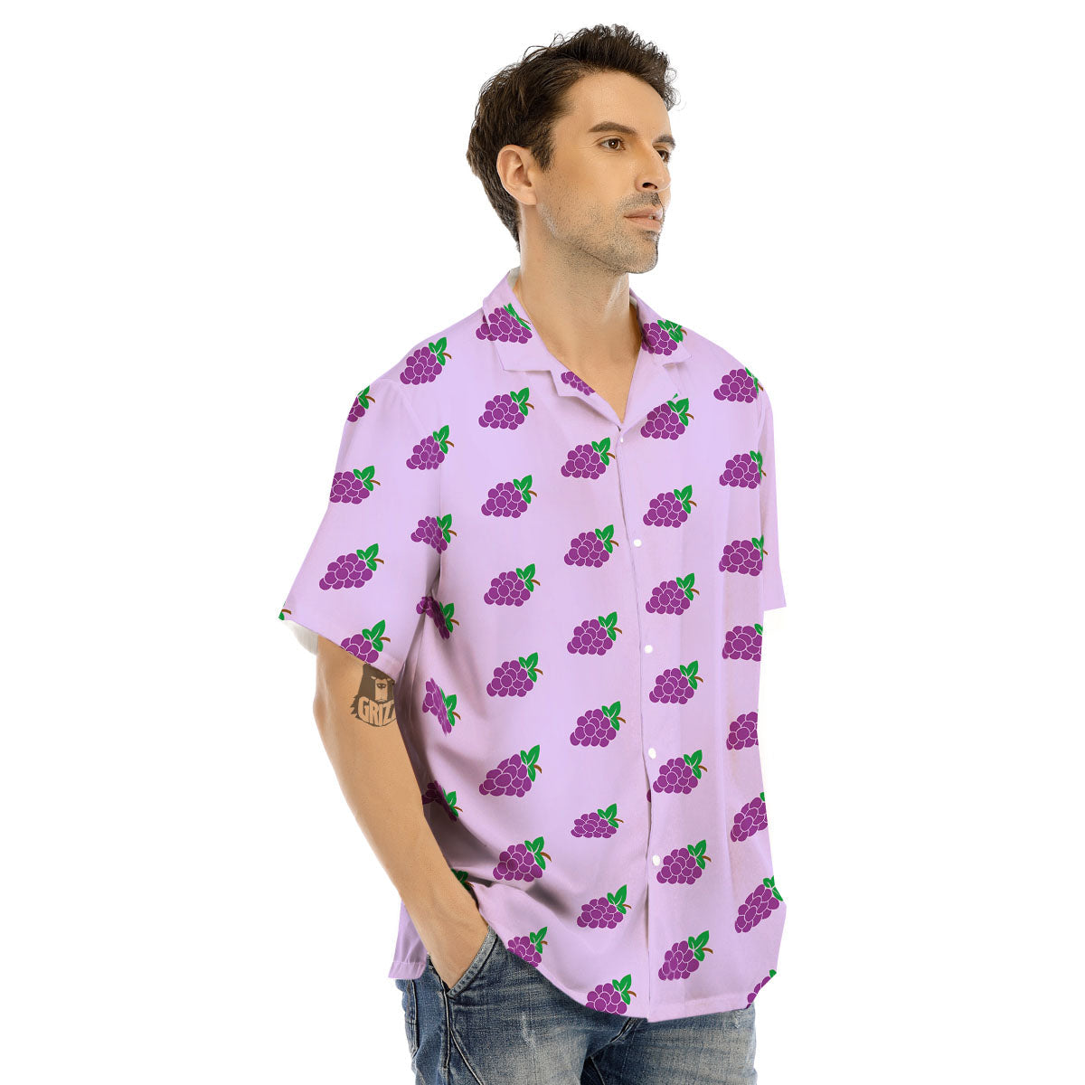 Grape Purple Print Pattern Men's Hawaiian Shirt-grizzshop