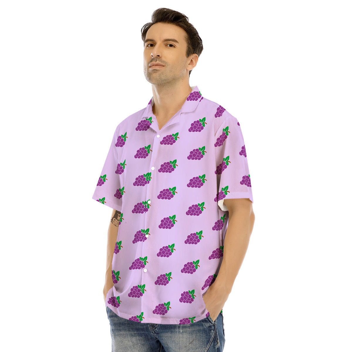 Grape Purple Print Pattern Men's Hawaiian Shirt-grizzshop