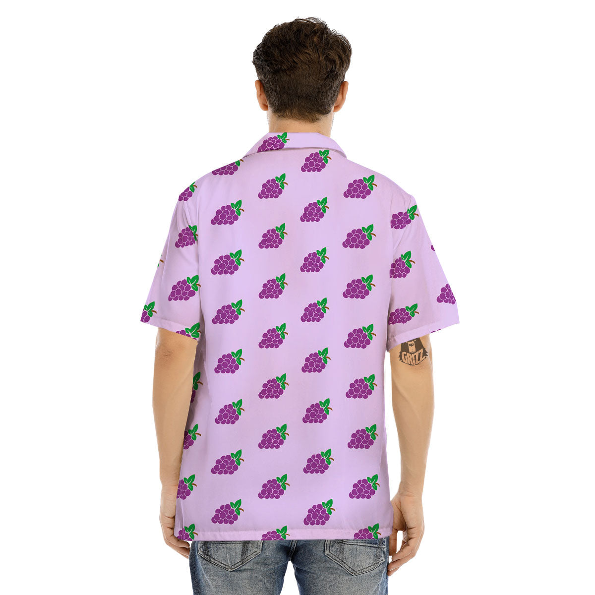 Grape Purple Print Pattern Men's Hawaiian Shirt-grizzshop