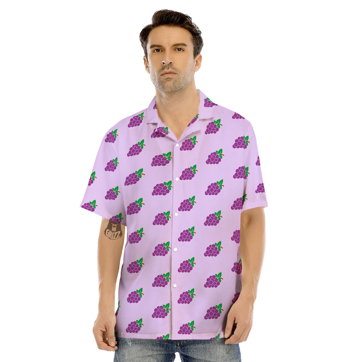 Grape Purple Print Pattern Men's Hawaiian Shirt-grizzshop
