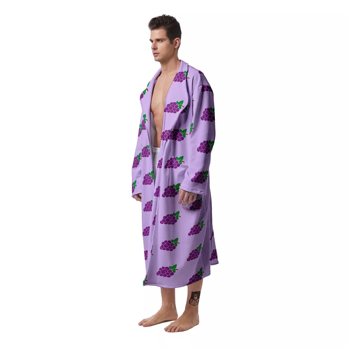 Grape Purple Print Pattern Men's Robe-grizzshop