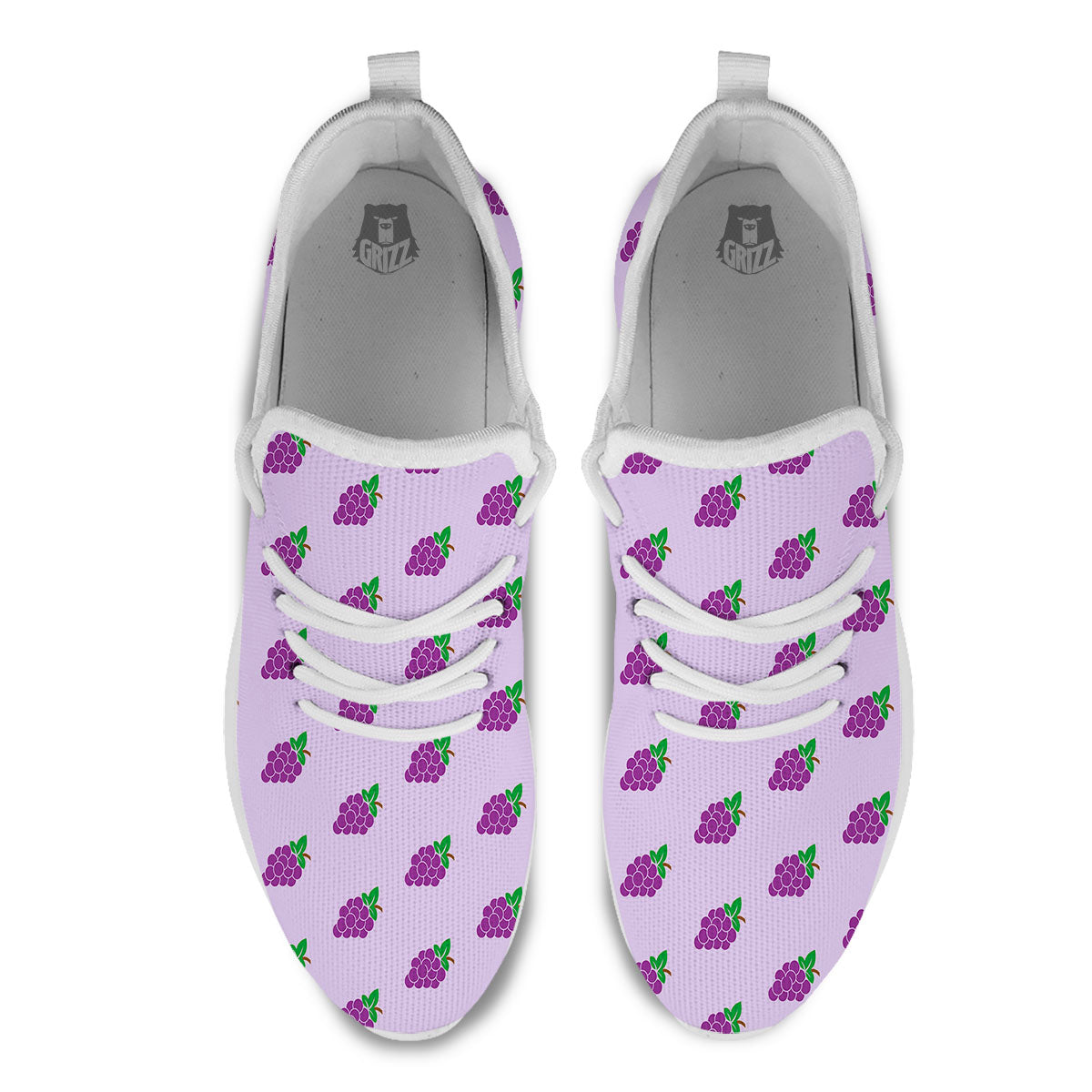 Grape Purple Print Pattern White Athletic Shoes-grizzshop