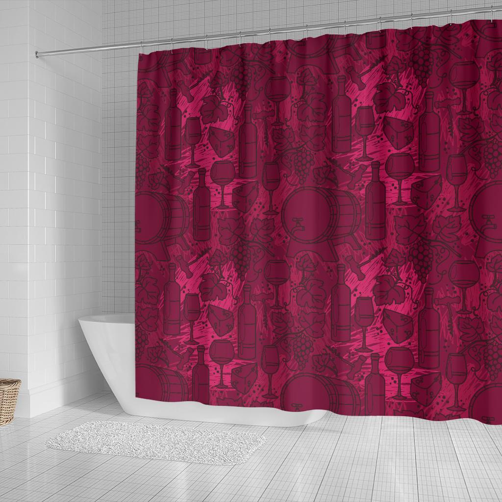 Grape Red Wine Pattern Print Bathroom Shower Curtain-grizzshop