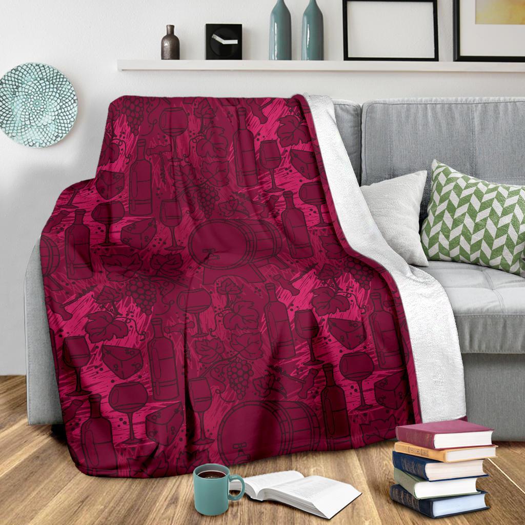 Grape Red Wine Pattern Print Blanket-grizzshop