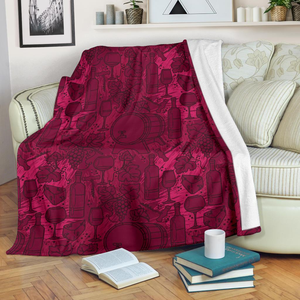 Grape Red Wine Pattern Print Blanket-grizzshop