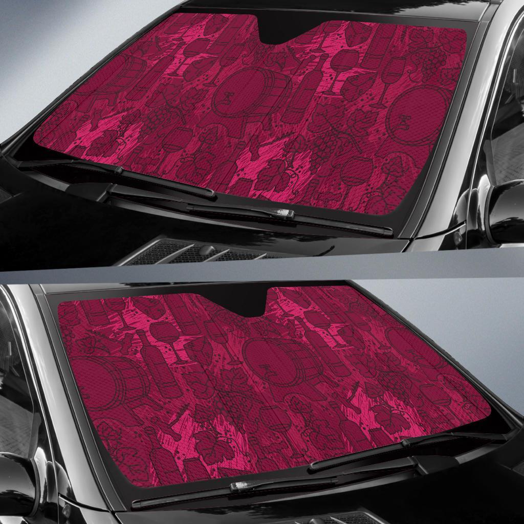 Grape Red Wine Pattern Print Car Sun Shade-grizzshop