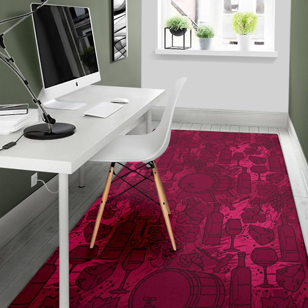 Grape Red Wine Pattern Print Floor Mat-grizzshop